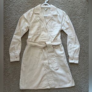 Banana Republic Long Sleeve Collard W/Belt Denim Midi Dress Ecru Size - XS